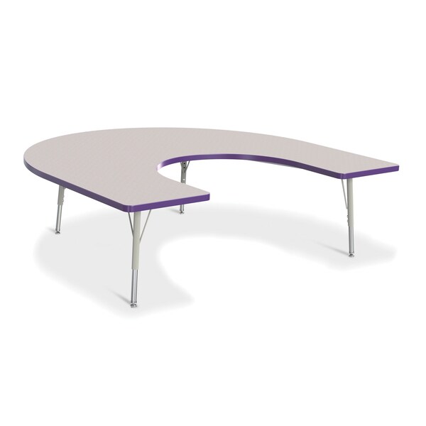 Berries Horseshoe Activity Table, 66 in. x 60 in., E-height, Freckled Gray/Purple/Gray